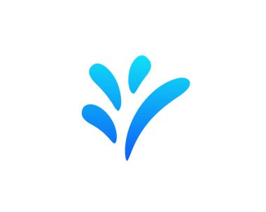 Yaratıcı kullanım için düz beyaz bir arkaplan üzerinde eğri şekilli modern bir mavi sıçrama deseni.