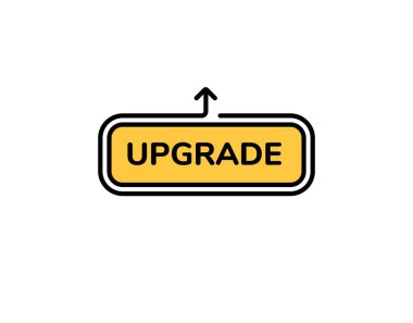 Okun sembolü olan sarı yükseltme simgesi, dijital veya yazılım özelliklerinin arttırılmasını vurguluyor.