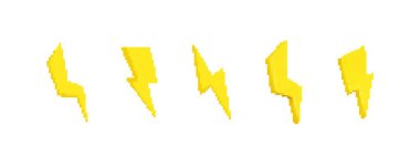 Keskin tasarımları olan parlak sarı yıldırımlar serin bir piksele benzer..