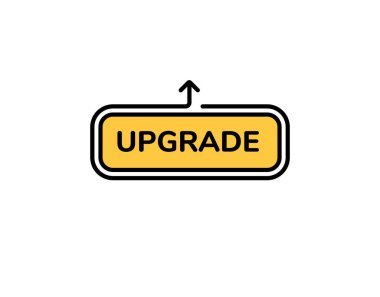 Okun sembolü olan sarı yükseltme simgesi, dijital veya yazılım özelliklerinin arttırılmasını vurguluyor.