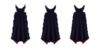 Pikselleştirilmiş elbise ikonu, retro tarzında. Mozaik tasarım zarif ve klasik bir dokunuş ekler..