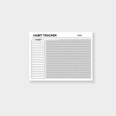 Düzenli sütunlar ve günlük alışkanlıklar için dairesel kutular ile alışkanlık izleme şablonu oluşturun.