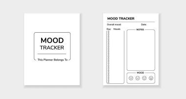 Günlük duygularla ruh hali izleme şablonu, notlar bölümü ve genel ruh hali değerlendirme özellikleri.