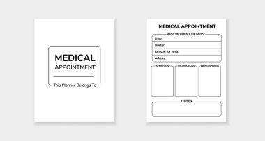 Tıbbi randevuların ayarlanması, doktor ziyaretlerinin izlenmesi ve reçetelerin kaydedilmesi için şablon formu.