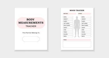 Vücut ölçülerini ve ruh halini izlemek için bir şablon. İlerleme ve kişisel bakım için kullanışlı.