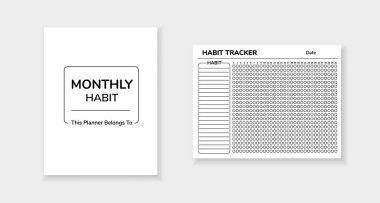 Aylık alışkanlıkları izlemek ve günlük süreci etkin bir şekilde izlemek için alışkanlık izleyici şablonu.