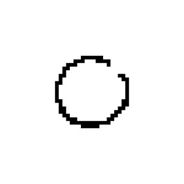 Piksel daire simgesi mozaik tarzda, piksel sanatıyla. Sade kenarları olan basit geometrik tasarım.
