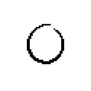 Klasik bir pikselli sanat tarzına sahip, monokrom kenarlık tasarımı ile piksel daire.