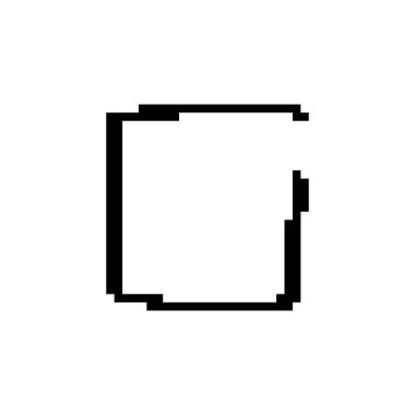 Mozaik piksel sanatına sahip siyah kare tasarım, bir minimalist simge veya retro oyun tarzını çağrıştırıyor.