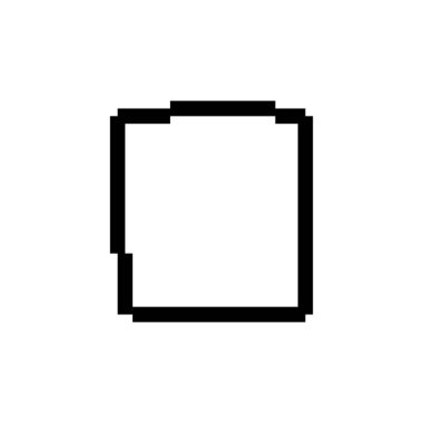 Basit mozaik kenarı ve kare şekli olan siyah ve beyaz pikselli çerçeve simgesi.