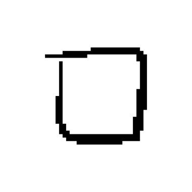 Mozaik tarzda pikselleştirilmiş konuşma balonu simgesi. karikatür benzeri siyah beyaz piksel sanat tasarımı.