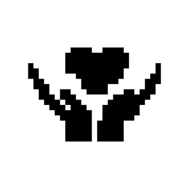 Dijital kullanım için mozaik tarzda tasarlanmış siyah beyaz kalp ikonu.