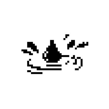 Pikselleştirilmiş mozaik sanat, komik bir yüzle bir gözyaşı damlası, mizahi bir ifade verir.