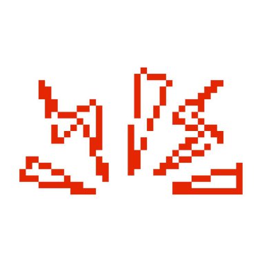 Piksel sanat simgesi kırmızı mozaik tasarımı içeriyor, pikselli elementlerle retro biçimi yakalıyor.