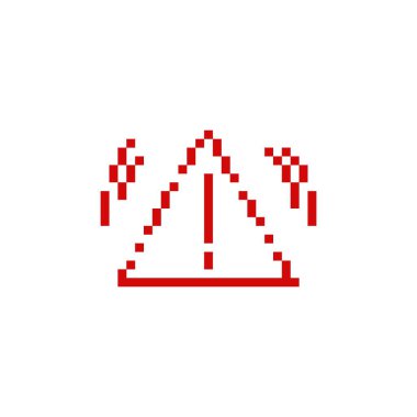 Kırmızı pikselli ve ünlem işareti olan bir resim üçgeni, uyarı veya alarm durumu için kullanılır.