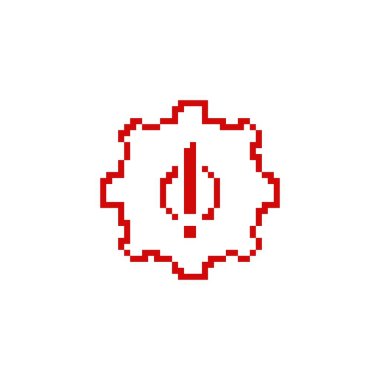 Piksel resim simgesi, ünlem işaretli koyu kırmızı alarm sembolünü gösterir.