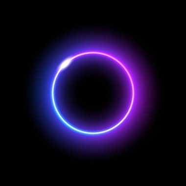 Parlayan bir gradyanı olan canlı bir neon daire. Teknoloji veya gelecekteki enerji temaları için ideal.