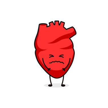 Karikatür şeklinde kızgın bir kalp. Basit özellikleri ve görsel etki için anlamlı çizgileri var..