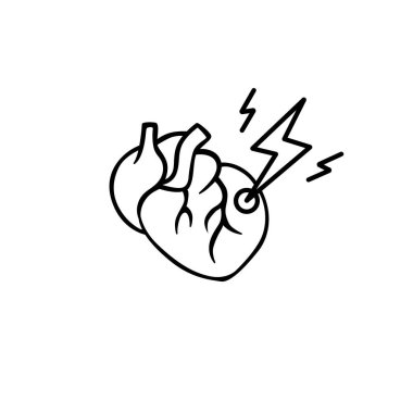 Güçlü enerji ve duyguyu simgeleyen cesur yıldırım sembollü canlı bir kalp..