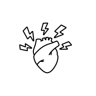 Cesur yıldırım çizgileri olan kalp çizimi dinamik enerjiyi, yaşam gücünü ya da yoğun duyguyu sembolize eder..