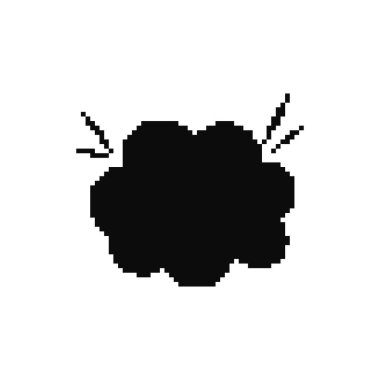 Mozaik piksel bulutu dramatik bir çizgi film patlamasını komik, eski bir çizgi roman tarzında resmediyor..