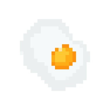 Nostaljik 8 bit tarzında retro pikselli kızarmış yumurta mozaik pikseli..