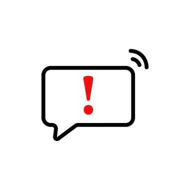 Konuşma baloncuğunun içindeki ünlem bir uyarı, uyarı ya da önemli bir tebligat anlamına gelir..