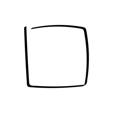 Boş bir el çizilmiş kare işaretleme kutusu simgesi, yarım yamalak bir biçime sahip, dolgu yok ve içinde işaretleme işareti yok.