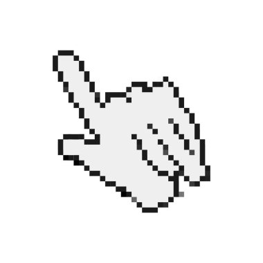 Bir retro mozaik piksel el imleci, 8 bit biçiminde dizayn edilmiş, yukarı doğru dijital kullanım için..