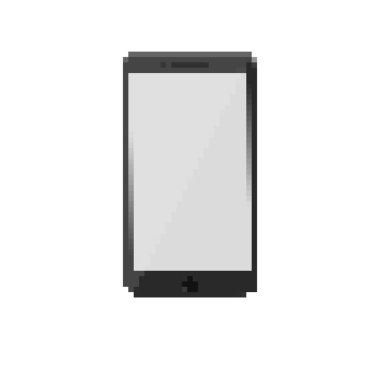 Pikselli akıllı telefon. Eskimiş cinleri andıran karanlık bir ana hatla çerçevelenmiş minimal ekran..