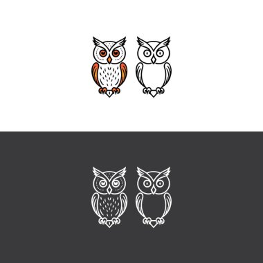 owl logo vector icon template design illustration clipart