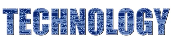 Набор Слов Инновациях Компьютерных Технологиях Слово Technology Текстурой Печатной Платы — стоковое фото