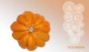 kabak renkli bir arkaplanda izole edilmiş, kabaklarda vitamin izleri var.