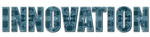 Набор Слов Инновациях Компьютерных Технологиях Слово Инновация Текстурой Электронной Платы — стоковое фото