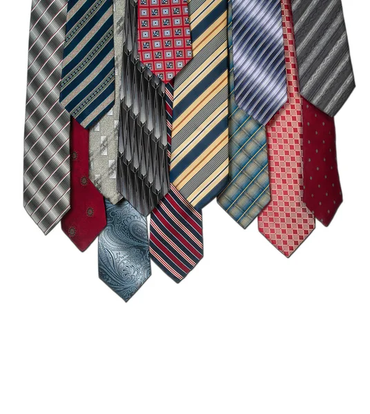 Cravatte Colorate Isolate Sfondo Bianco — Foto Stock
