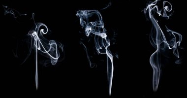 Siyah arkaplanda duman jetleri koleksiyonu