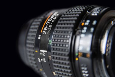 Siyah Sayısal Kamera Siyah Arkaplanda Yakın Mercek