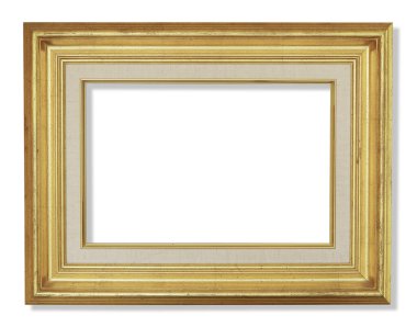 Beyaz arka planda eski antik altın çerçeve