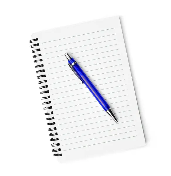 White Paper Note Pen Isolated White — Stock Photo, Image