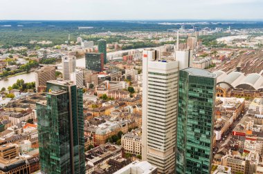 FRANKFURT, GERMANY -AUGUST 28, 2015 : View from the highest building of the central business downtown in Frankfurt. 