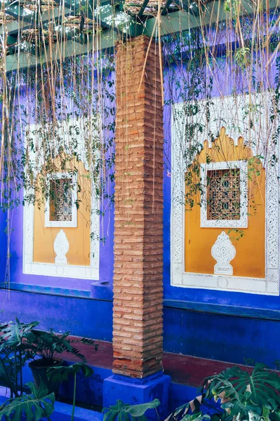 Pose of impressive jardin majorelle in Morocco. 