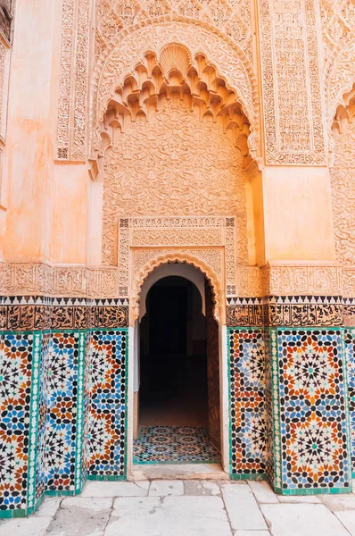 Yttre Ingång Till Badi Traditionella Palats Marrakech Royaltyfria Stockbilder