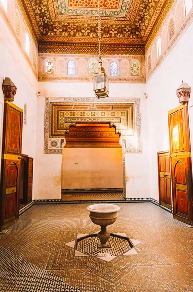 Marrakech Marruecos Febrero 2015 Hermoso Interior Una Habitación Asiática Madera Imagen de archivo