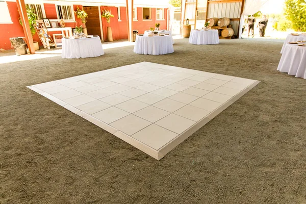 Dance Floor Made White Modular Squares Connect Together Provided Wedding — Stock Photo, Image