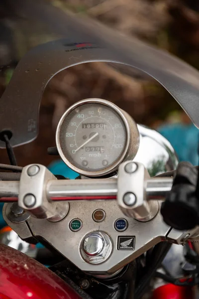 Springfield Septiembre 2023 Medidores Instrumentos Vintage Una Motocicleta Honda Shadow —  Fotos de Stock