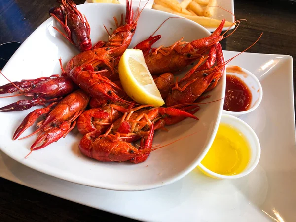 Crawfish Crayfish Bouillir Pour Dîner Dans Restaurant Sud Aux États Images De Stock Libres De Droits
