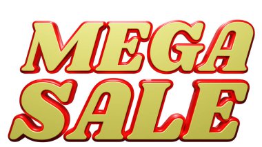 Altın Metin Mega satışı. 3B görüntüleme, 3B resimleme