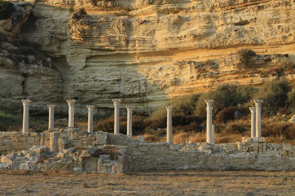 Ancient columns at Kourion beach, Greece  