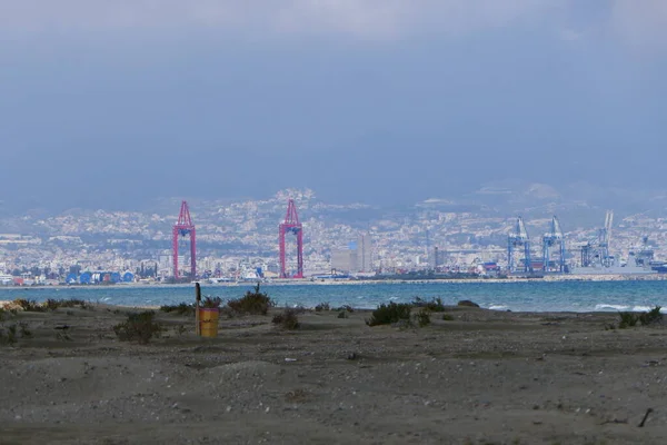 Distance View Port Limassol City Imagen de stock