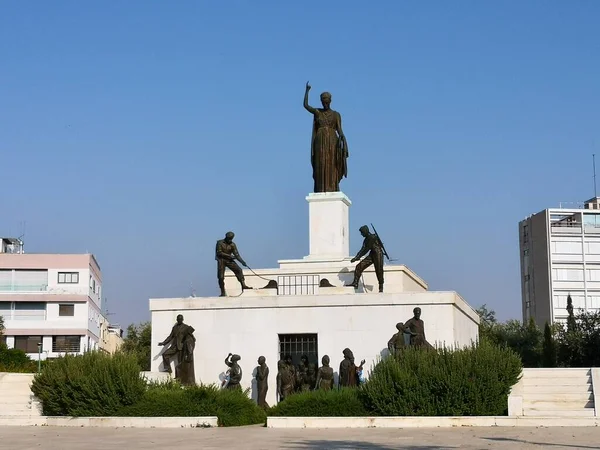 Monument on old street in greece 